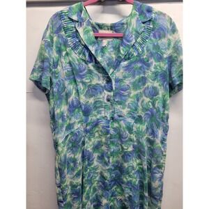 Vtg Adrian Tabin 1950s Summer‎ Frock Fern Print L-XL